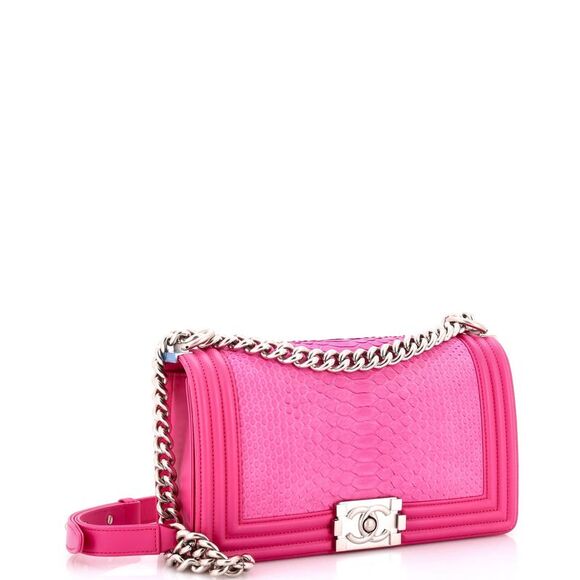 Chanel Boy Flap Bag Python Old Medium Pink - Picture 2 of 8